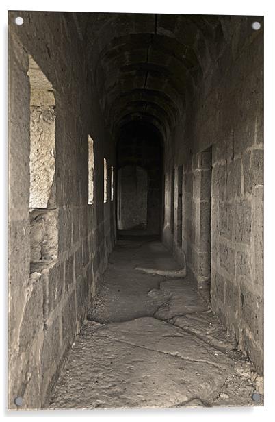 Sepia Monastery Corridor Acrylic by Arfabita  