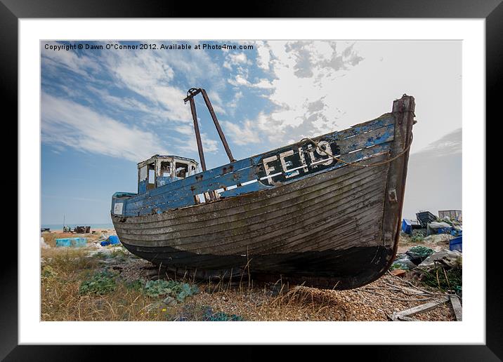 Wrecked Boat Dungeness Framed Mounted Print by Dawn O'Connor