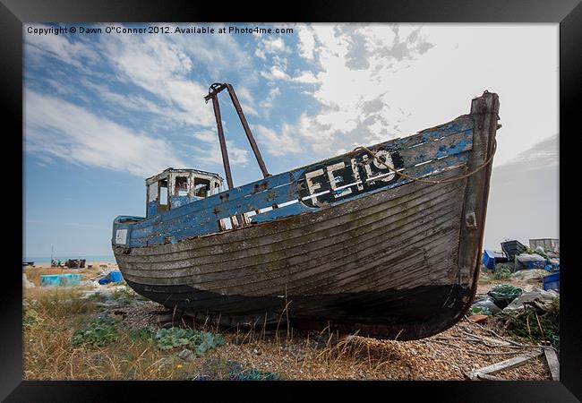 Wrecked Boat Dungeness Framed Print by Dawn O'Connor
