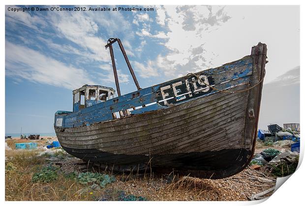 Wrecked Boat Dungeness Print by Dawn O'Connor