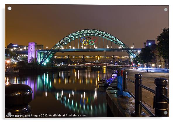Tyne Bridge at Night Acrylic by David Pringle