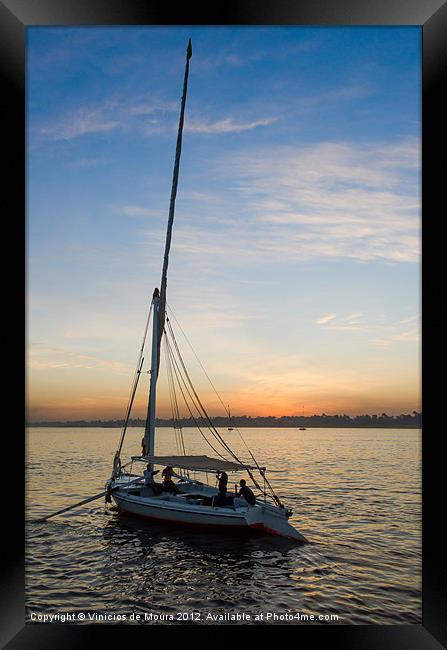 Navigating on Nile's sunset Framed Print by Vinicios de Moura