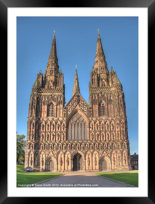 Lichfield Cathedral in evening sunlight Framed Mounted Print by Steve Smith
