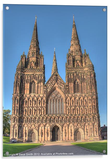 Lichfield Cathedral in evening sunlight Acrylic by Steve Smith