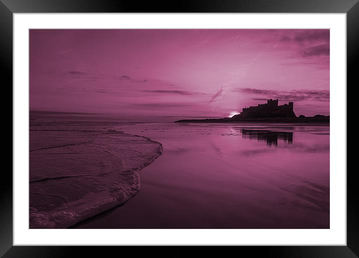 Bamburgh Pink Sunrise Framed Mounted Print by Kevin Tate