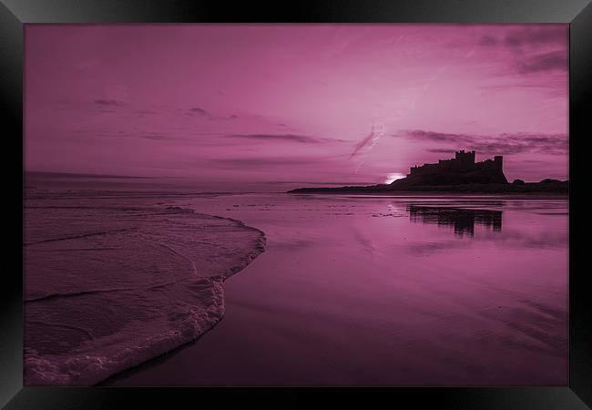 Bamburgh Pink Sunrise Framed Print by Kevin Tate