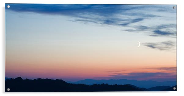 Crescent moon twilight Acrylic by Ian Middleton