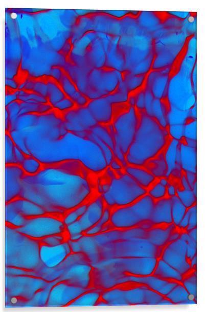 Red ripples on blue water Acrylic by Christopher Mullard