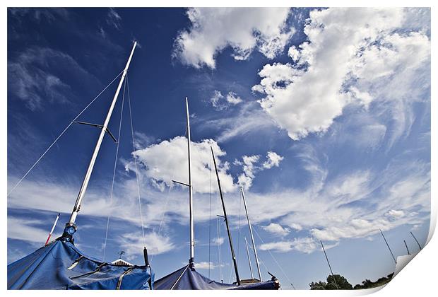 Masts and Clouds over Morston Quay Print by Paul Macro