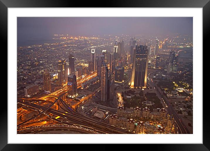 Dubai Skyline Framed Mounted Print by peter schickert