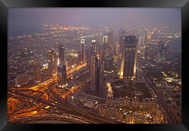 Dubai Skyline Framed Print by peter schickert