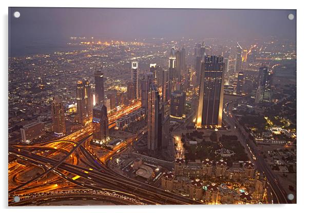 Dubai Skyline Acrylic by peter schickert