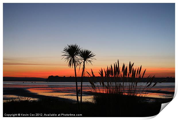 Poole Harbour Sunset Silhouette Print by Kevin Cox