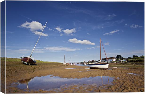 Boat Reflections in Burnham Overy Staithe Canvas Print by Paul Macro