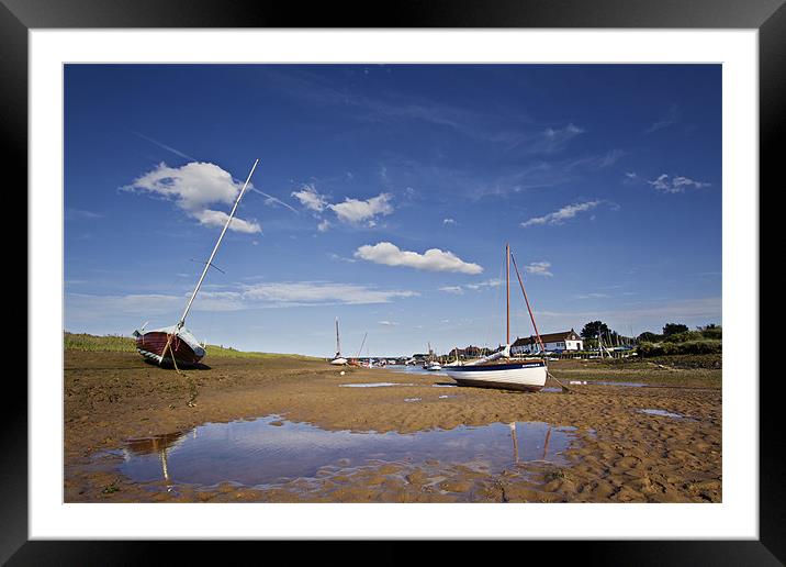 Boat Reflections in Burnham Overy Staithe Framed Mounted Print by Paul Macro