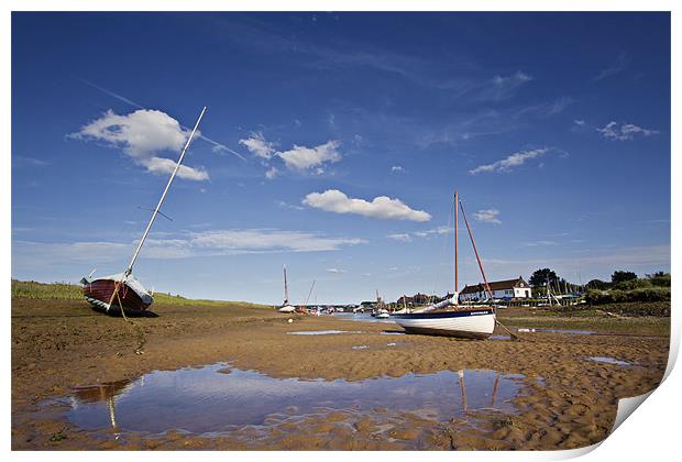 Boat Reflections in Burnham Overy Staithe Print by Paul Macro
