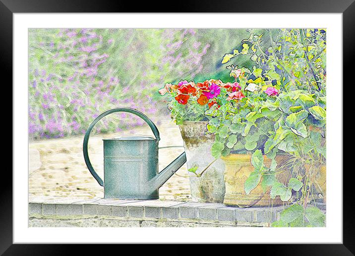 country Patio Garden Framed Mounted Print by Jack Jacovou Travellingjour