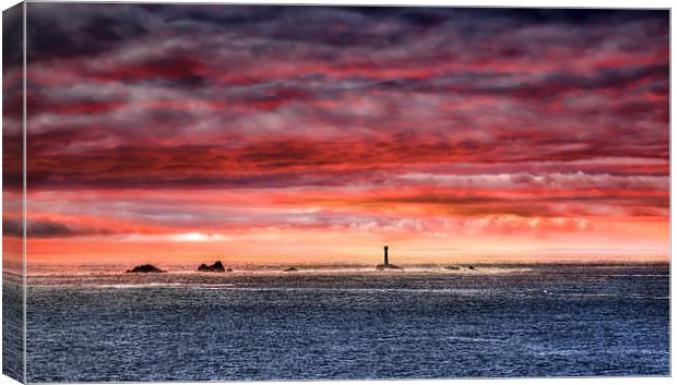 Lands End Red Sky over Long Ships Canvas Print by Mike Gorton