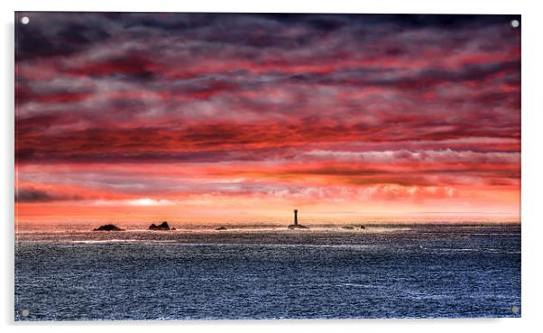 Lands End Red Sky over Long Ships Acrylic by Mike Gorton