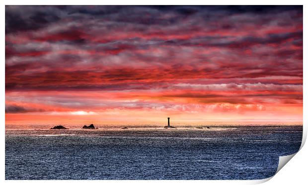 Lands End Red Sky over Long Ships Print by Mike Gorton