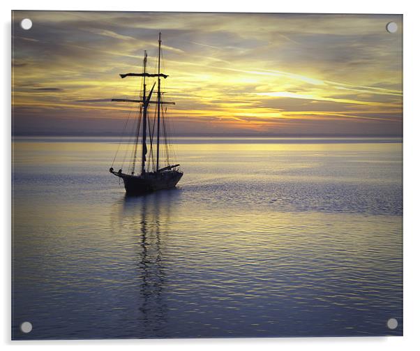 Tall Ship sunrise Acrylic by Barry Maytum