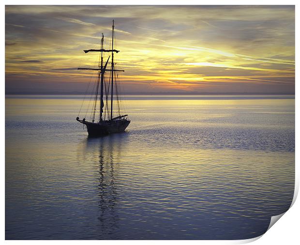 Tall Ship sunrise Print by Barry Maytum