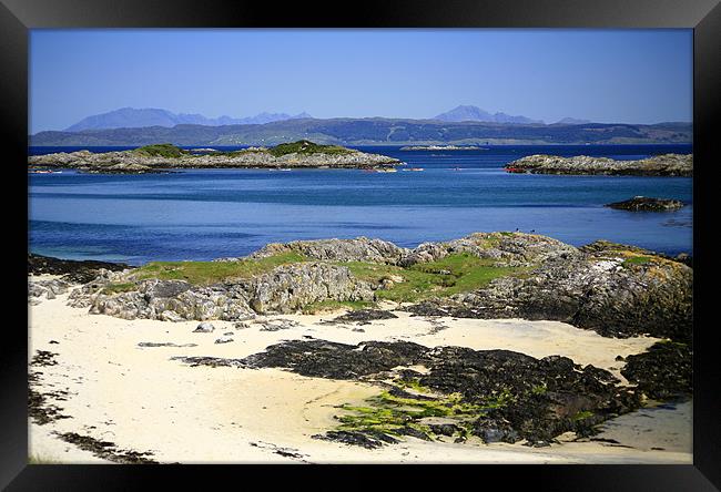 Scottish seascape, Island of Skye in background Framed Print by Linda More