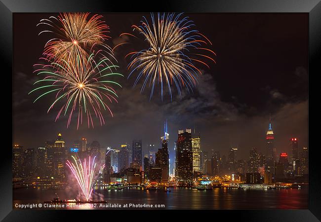 Hudson River Fireworks IV Framed Print by Clarence Holmes