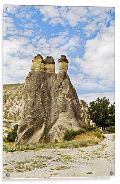 Three majestic limestone fairy chimneys Acrylic by Arfabita  