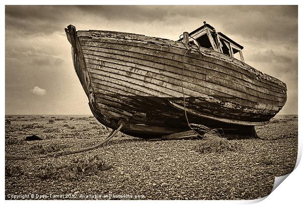 Abandoned Fishing Boat, Dungeness, Kent Print by Dave Turner