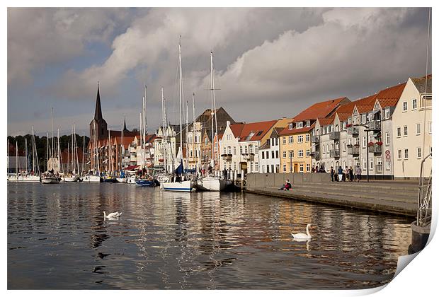 Harbour of Sonderborg, denmark Print by peter schickert