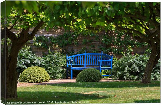Blue Bench Canvas Print by Louise Heusinkveld
