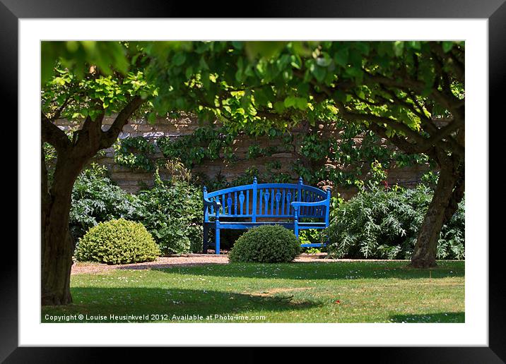 Blue Bench Framed Mounted Print by Louise Heusinkveld