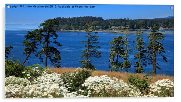 Tall Pines and Daisies Acrylic by Louise Heusinkveld