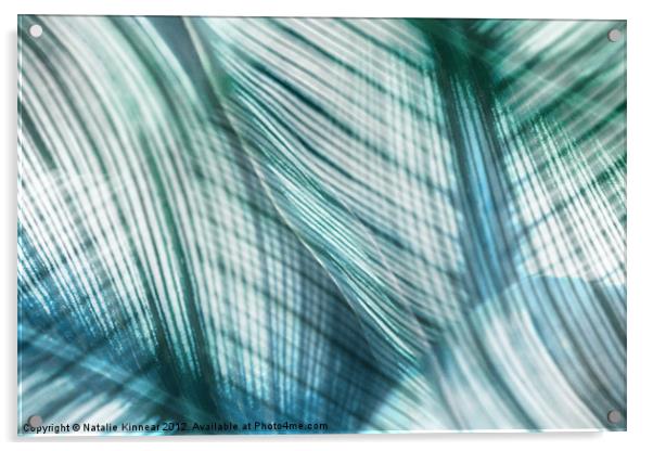 Nature Leaves Abstract in Turquoise and Jade Acrylic by Natalie Kinnear
