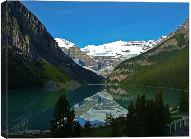Crisp reflection at Lake Louise Canvas Print by Phil Emmerson