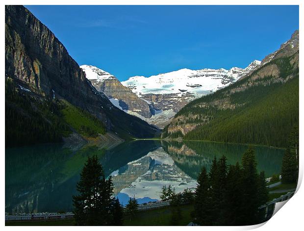 Crisp reflection at Lake Louise Print by Phil Emmerson