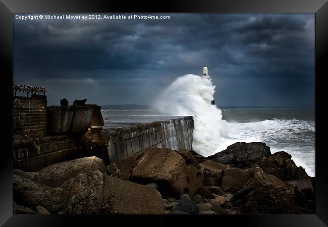 Storm hits Aberdeen Breakwater Framed Print by Michael Moverley