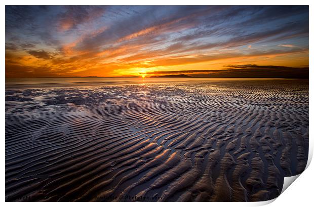 Allonby sunset Print by R K Photography