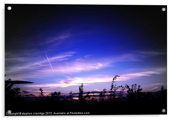 Deep blue sunset Acrylic by stephen clarridge