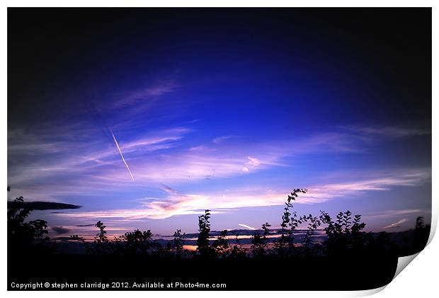 Deep blue sunset Print by stephen clarridge