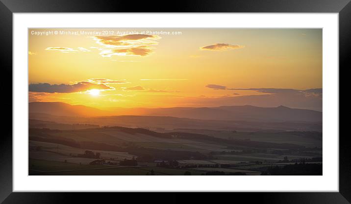 Sunset over Bennachie Framed Mounted Print by Michael Moverley
