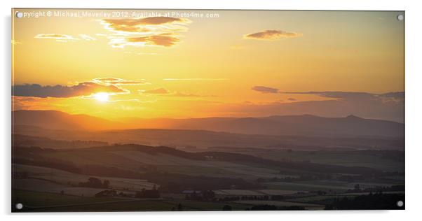 Sunset over Bennachie Acrylic by Michael Moverley