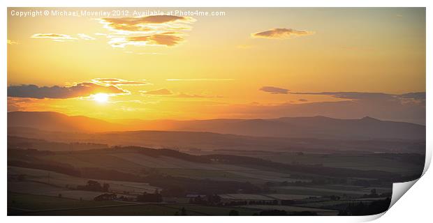 Sunset over Bennachie Print by Michael Moverley