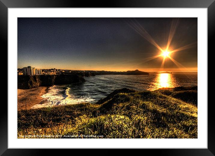 Tolcarne Sunset Framed Mounted Print by Rob Hawkins