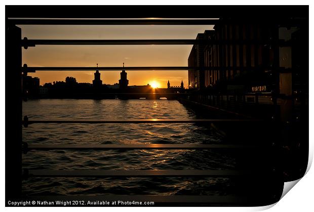 Railing sunset Print by Nathan Wright