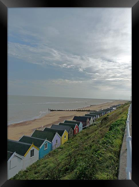 Southwold Beach Huts Framed Print by Noreen Linale