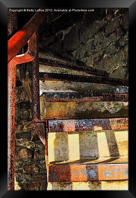 Rustic Tower Stairway Framed Print by Betty LaRue