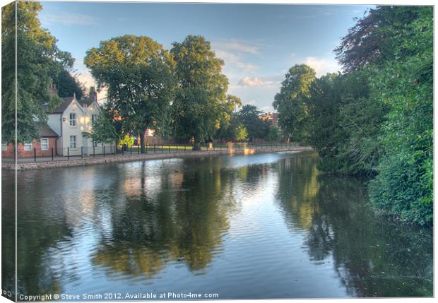 Summer late Evening Minster Pool Lichfield Canvas Print by Steve Smith