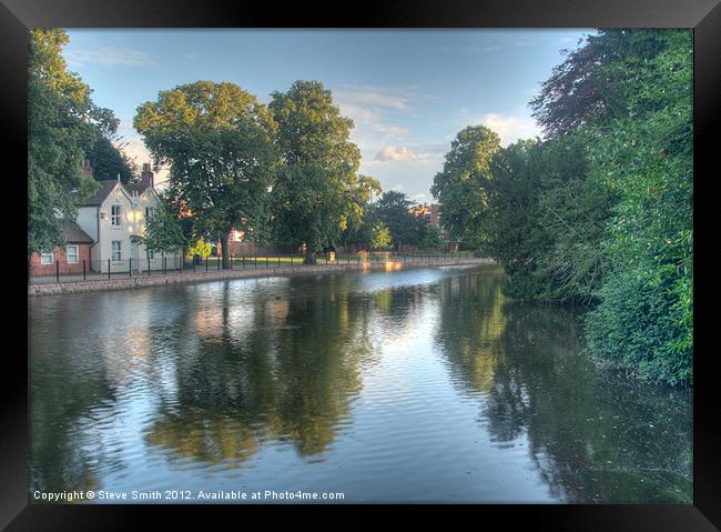 Summer late Evening Minster Pool Lichfield Framed Print by Steve Smith